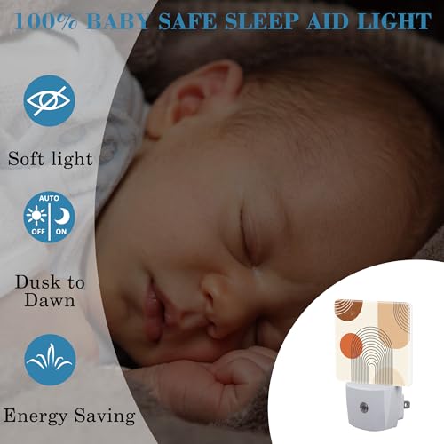 Image of Plug in Night Lights Bohemian Art Abstract Lines Nightlight Plug Into Wall Dusk to Dawn Sensor LED Night Light for Kid Girls Boys Women Room Decor,Hallway,Kitchen,Bathroom,Nursery,Stairs