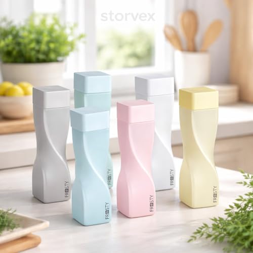 Image of Frosty Unbreakable Water Bottle 1 Litre | Set of 6 | Plastic Water Bottle | Office Bottle | Gym Bottle | Home | Kitchen