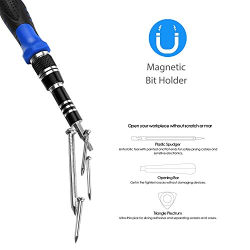 URWOOW Screwdriver Set 58 in 1, 54 Interchangeable Magnetic Bits Precision Screwdriver Kit Flexible Shaft with Extension Bar Repairing tablet, laptop, PC, smart phone, watch, lens, camera