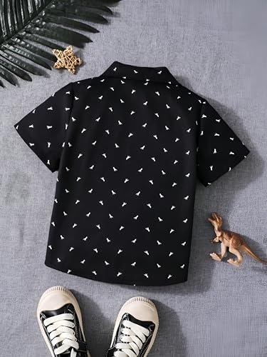 Image of Boys Short Sleeve Button Down Shirts, Plaid and Striped Pattern, Cotton Casual Tops, Pack of 2