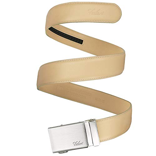 Image of Falari Men Unisex Genuine Leather Ratchet Dress and Casual Belt, Automatic Sliding Buckle, Trim to Fit