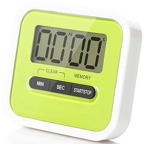 Gaetooely Digital Kitchen Timer, 100-Minute Count Up & Countdown Timers with Memory Function, Large LCD Display, Loud Alarm Green