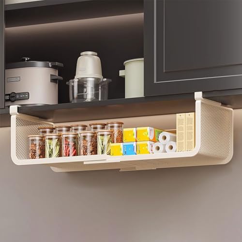 Cesta de Almacenamiento Extensible Debajo del Estante,Estantes Colgantes Debajo de los gabinete,Cesta de Condimentos en Capas Colgante,para Armarios de Cocina Armarios roperos Escritorios