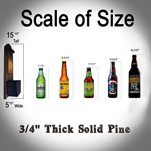 "Liquor Before Beer" Bottle Opener And Cap Catcher, Wall Mounted Rustic Funny Sign/Meme - Handcrafted By A Vet - 100% Solid Pine 3/4" Thick - Slick Opener & Slide Off Bucket #TOP4