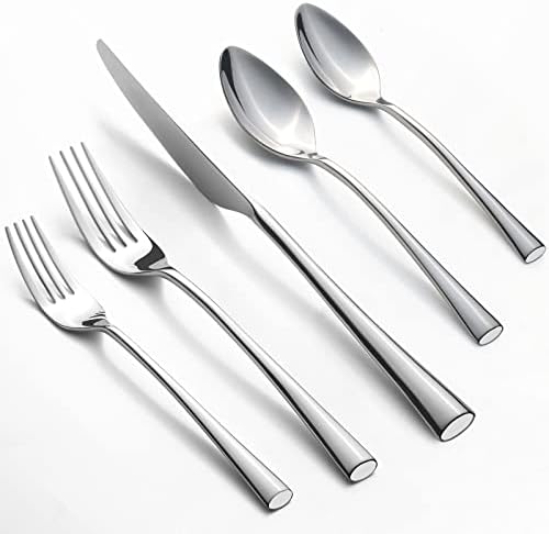Alata Bailey 20-Piece Forged Silverware Set Stainless Steel Flatware Set,Service for 4,Mirror Polished Cutlery Set,Dishwasher Safe
