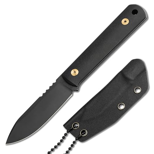 Böker SOLINGEN BFF Packlite Allblack Stargaze Messer – feststehendes Outdoormesser mit Kydex-Scheide & Kugelkette - 6,5 cm lange MagnaCut Klinge - mit demontierbaren Richlite Griff – made in Germany