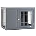 Dog Cage Furniture Wire Indoor Pet Cage, Furniture Style Crate, Furniture Style Dog Cage, Pet Furniture, Side Table with Double Doors, Locking Dog House, Suitable for Small and Medium Dog Houses, Gray