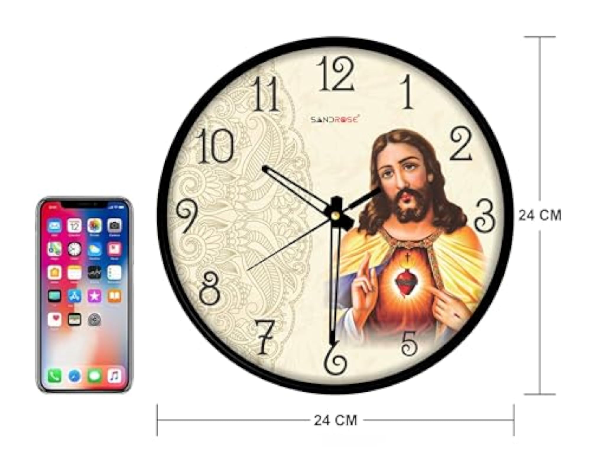 Designer Plastic Analogue Round Lord Jesus Wall Clock