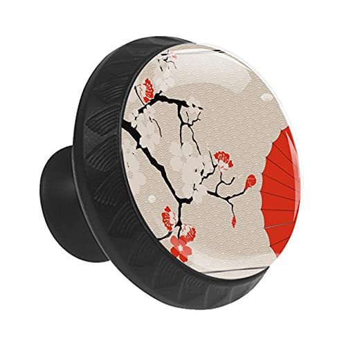 Boutons de tiroir en verre cristal pour une décoration poétique cerisier japonais 35 mm