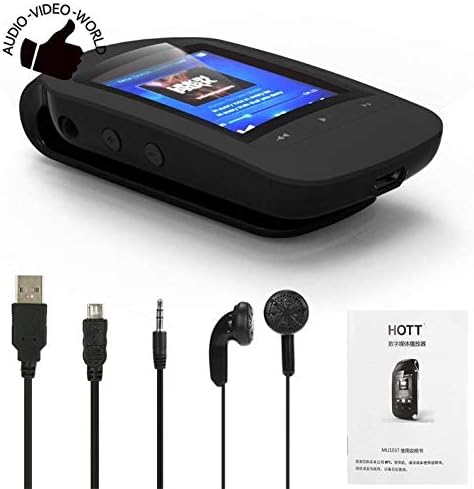 Taraf view of the HOTT MP3 Player HA09, highlighting the integrated clip for attaching to clothing.