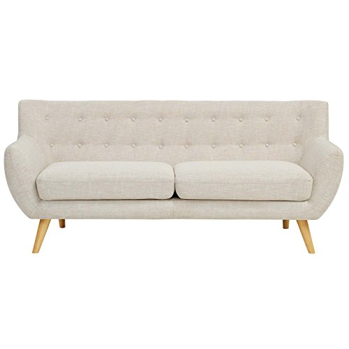 Modway Remark MidCentury Modern Sofa With Upholstered Fabric In Beige