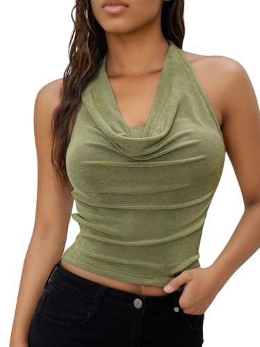 SOLY HUX Women's Halter Tops Draped Front Sleeveless Backless Y2K Crop Sexy Cami Tops Going Out Summer Outfits2