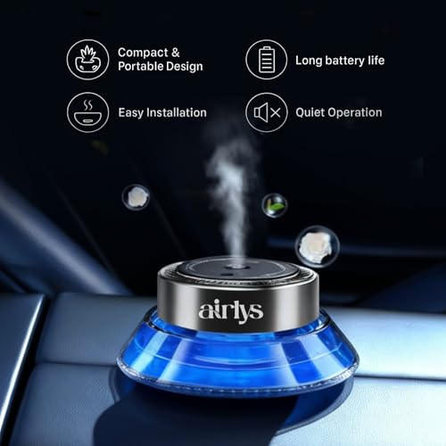 Image of Prism Smart Car Aroma Diffuser - AI Ultrasonic Waterless Essential Oil Diffuser with Nano Atomization | LED Ambience, and Odor Removal Including 50ml Refiel | Pack of 1