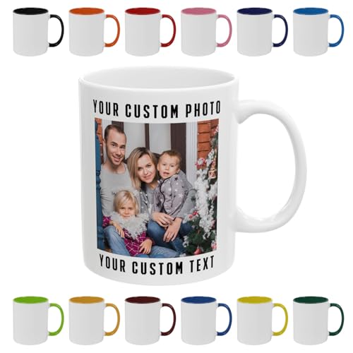 Personalized Coffee Mug with Photo, Logo or Text - Customized Gift Idea for Men & Women, Mom, Dad, Friends - Christmas Birthday Valentines Gifts, Party Favors Tea Cup - White