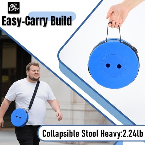 Image of Doseno Upgraded Foldable Stool Thickened, Portable Collapsible Stool Retractable Stool for Fishing, Hiking Tours, BBQ, Parties, Outdoor Activities (Blue, 1pack)