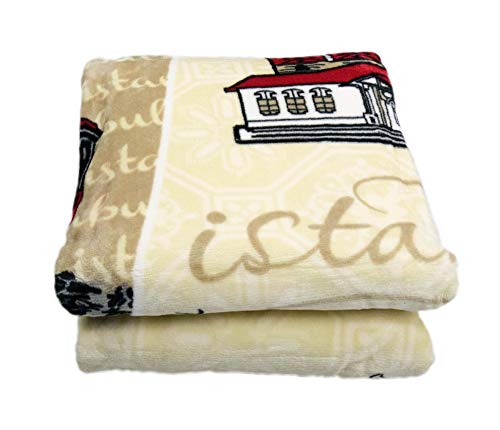 Decke Wohndecke Spieldecke Kuscheldecke Kinderdecke mit Istanbul Design in Taupe Braun Creme Rot Schwarz Größe 155x215 cm – Bild 3