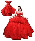 Ftupza Off Shoulder Red Quinceanera Dress Ball Gown Beaded Luxury Vestido De 15 Años Glitter Layered Tulle Sweet 15 16 Dresses 8