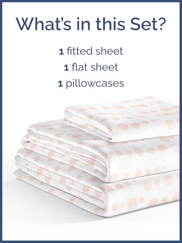 Image of Kids Twin Size Pink Dots Bed Sheets - 3 Piece Kids Pink Dots Sheet Set | Pink Dots Themed Bedding, Ultra-Soft, Cute & Cozy, Breathable & Machine Washable, Bed Set for Boys, Girls & Teens, Breathable