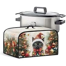 Slow Cooker Cover Compatible with Crock for Pot 6-8 qt Christmas Decor Washable Kitchen Small Appliance Covers Assecories Black Cat Christmas