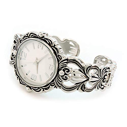 Stc STC06 Silver Metal Decorated Large Oval Face Women'S Bangle Cuff Watch thumb #1