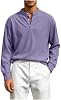 Camisa Henley de Pana para Hombre Xiaojmake, Manga Larga, Cuello Redondo, con Botones, Otoño 4