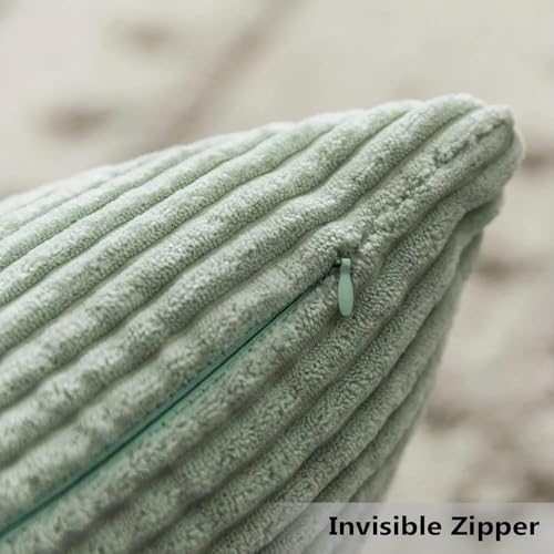 Image of Guffaw Corduroy Rectangular Cushion Covers, Size 12x18, Pack of 2, Multiple Colors (1, SAGE Green)