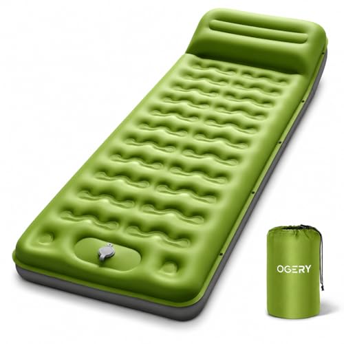 OGERY Sleeping Pad, Ultralight Inflating Sleeping Pad for Camping with Pillow Built-in Foot Pump, 6'...