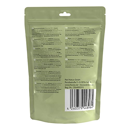 Chewies Fleischstreifen MINI Hundeleckerli aus 100 % Kaninchenfleisch - 70 g - Snack für kleine Hunde - luftgetrocknete Kaninchen Kaustreifen - hypoallergen & getreidefrei - Dörrfleisch vom Kaninchen