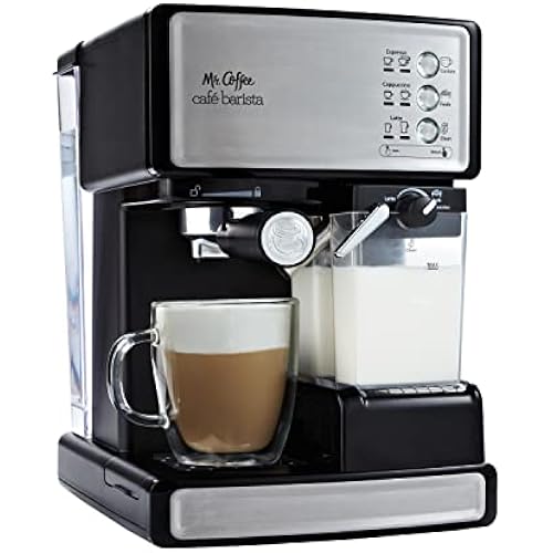 Mr. Coffee Espresso and Cappuccino Machine Stainless Steel Programmable Coffee Maker with Automatic Milk Frother 15-Bar Pump Ideal for Home Baristas