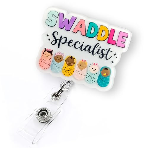 Cute Swaddle Specialist Badge Reel Retractable, NICU Nurse Badge Reel, Funny Labor and Delivery Badge Clip, Midwife Badge Holder, Maternity Ward Badge Clip, OB/GYN Nurse Gifts, L&D Badge Accessories