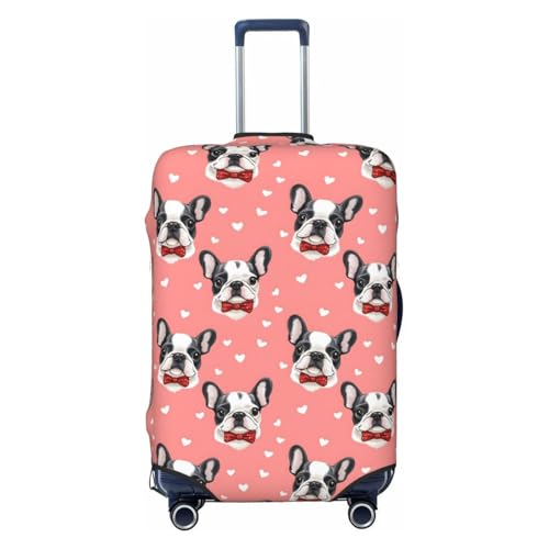 Dog Bow Heart Print Travel Luggage Covers, Washable Suitcase Covers Protector for Luggage 18-32 Inch High Elasticity