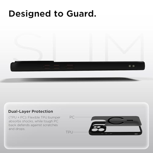 Image of RIGGEAR Shockproof Sleek Hybrid Armor Magnetic Back Cover Case Compatible with MagSafe Accessories for Oppo Reno15 Pro, Reno 15 Pro 5G (Smoke Black Matte PC + Black TPU-Bumper)