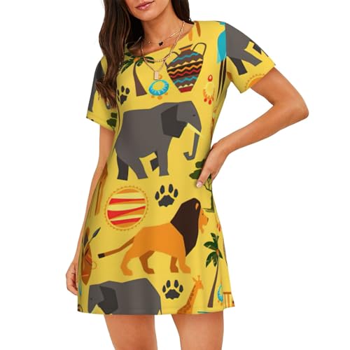 Chemise de nuit éléphant d'Afrique manches courtes coupe ample anti-transpiration