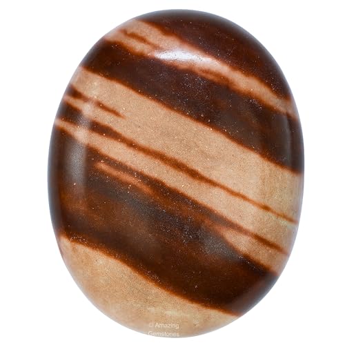 Image of Amazing Gemstone Narmada Shiva Lingam Crystals and Healing Stones - Large Palm Stone Crystals Piedra - Crystal for Good Luck, Positive Energy, Meditation - Unique Stocking Stuffers Gifts for Women