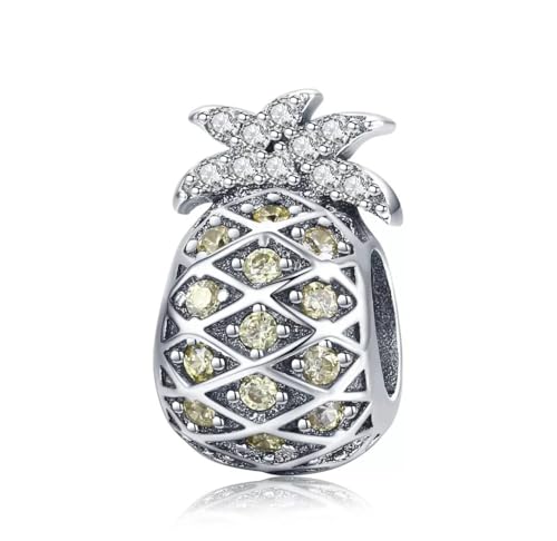 Abalorio de piña de plata 925 legítima para pulseras de abalorios finos 1