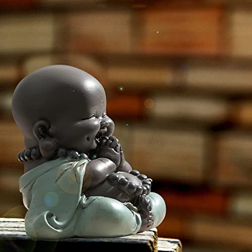JUJOYBD Small Laughing Buddha, Cute Monk Statue, Ceramic Ornaments, Small Buddha Figure, Gift Table Decoration, Prayer - Image 3