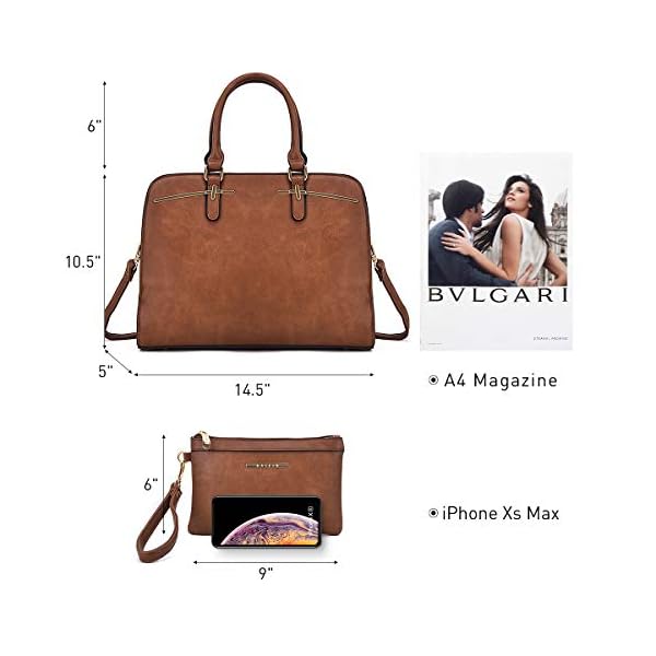 Dasein-Women-Satchel-Handbags-Shoulder-Purses-Totes-Top-Handle-Work-Bags-with-3-Compartments Dasein Women Satchel Handbags Shoulder Purses Totes Top Handle Work Bags with 3 Compartments (2-Brown)
