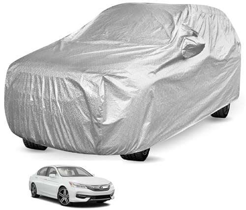Image of Auto Hub Waterproof Car Cover Compatible with Accord Old (Model : 2003-2016) with Mirror Pockets, Soft Cotton Lining, Accord Car Cover Waterproof, Metallic Silver