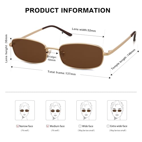 Image of SOJOS Trendy Rectangle Sunglasses Womens Mens, Retro 80s 90s Y2k Chic Narrow Thin Skinny Sunnies SJ1187 | Retro 80s 90s 2000s Chic Narrow Thin Skinny Frame UV400 Protection Lenses