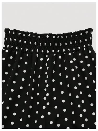 OYOANGLE Women's Polka Dots Paperbag Pants Elastic High Waisted Wide Leg Trousers3