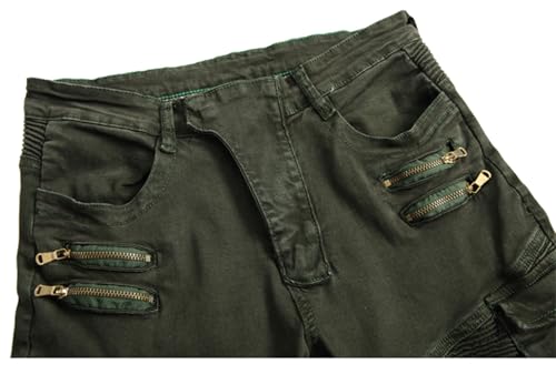 Men's Biker Zipper Deco Washed Straight Fit Jeans Skinny Fit Stretch Fashion Hip Hop Denim Jeans Pants4