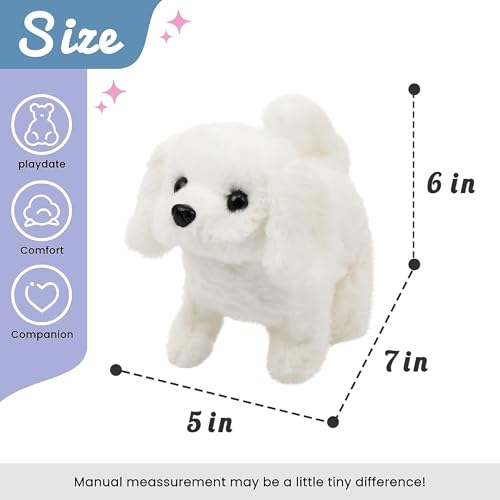 Image of Interactive Dog Toy for Kids Sound Plush Puppy Pat Touch Barking Soft Toy Gift for Boys Girls (White Dog)