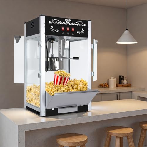 Image of 16 Oz Commercial Popcorn Machine, Countertop Pop Corn Maker for 80 Cups per Batch, Bar Style Popcorn Popper with Scoop, Oil Spoon & Popcorn Cups, Movie Night Supplies, Black