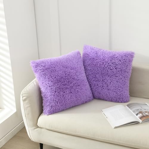 Image of Faux Fur Throw Pillow Covers for Couch Decorative Pillows 18x18 Inch