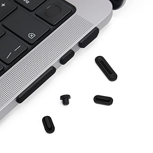 Ya en manzanajugosa.com: ProElife Juego de 7 Vasos Antipolvo para MacBook Pro 14 y 16.2 M1 Pro/Max A2442/A2485 - Accesorios de Silicona Antisuciedad (Negro)
