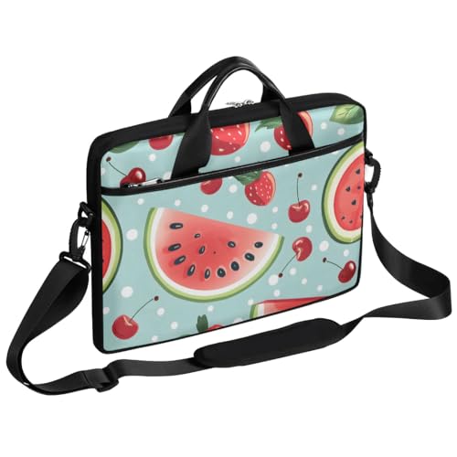 Shoulder Bag for Laptop Watermelon Strawberry Cherry 14/15 Inch Laptop Sleeve Waterproof Computer Bag for Notebook & Tablet Shockproof Laptop Case for Work Travel
