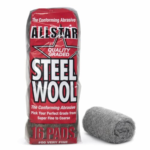 Hi-Tech 72016 Very Fine 00 Steel Wool - 16 Pads, Multipurpose Abrasive for Aluminum Trim, Furniture, Brass, and Copper Polishing