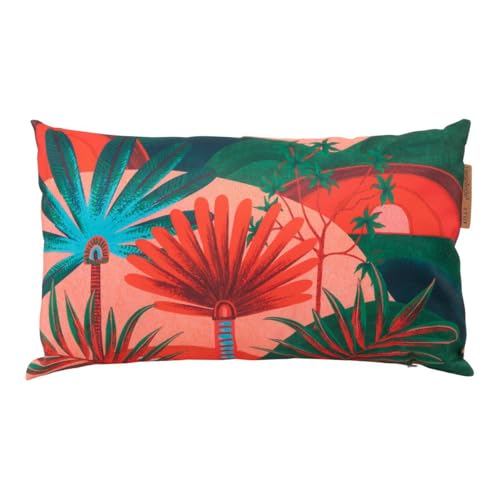 Hespéride - Coussin Décoratif d'Extérieur Maoria Motif Jungle, 50 x 30 cm, Déhoussable, Déperlant - pour Salon de Jardin, Terrasse, Balcon