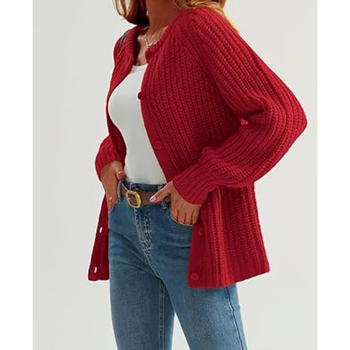 Cardigan Sweater for Women Chunky Knit Open Front Sweater Casual Button Down Jackets Loose Outwear Warm Coats3