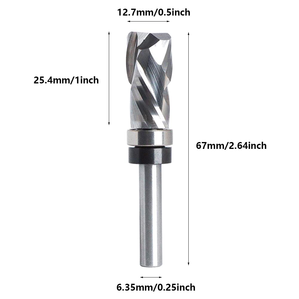 Broca de enrutador de compresión en espiral de 1/4 pulgadas, enrutador de corte superior sólido de corte arriba, herramienta universal de corte preciso de madera para el hogar carpintería bricolaje